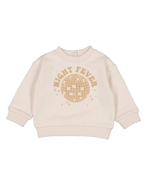 Disco Jim ecrufarbenes Baumwoll-Sweatshirt mit Rundhalsausschnitt