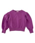 Rundhals-Sweatshirt aus Baumwolle mit lila Ballonärmeln