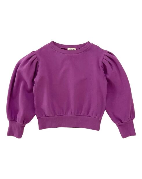 Rundhals-Sweatshirt aus Baumwolle mit lila Ballonärmeln