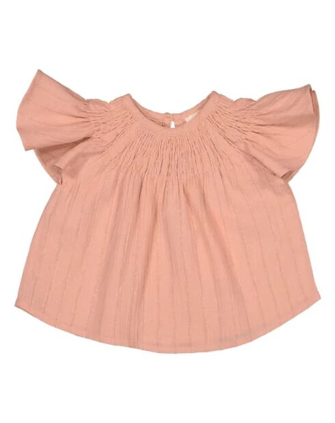 Blusa rosa sun lurex in cotone a manica corta