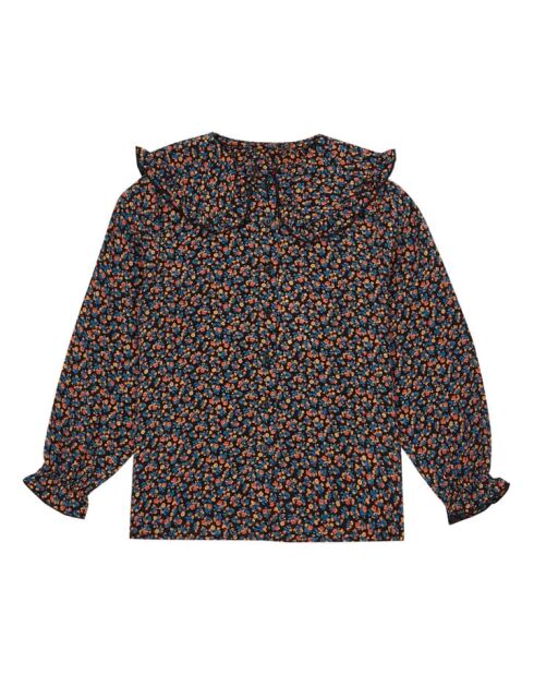 Blusa rossa a maniche lunghe a fiori