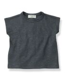 Blusa in lino a manica corta Fiorella antracite