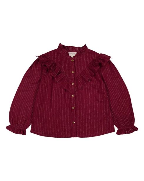 Blusa Figue bordeaux a maniche lunghe in lurex