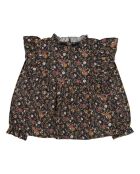 Blusa nera mandorla in cotone a manica lunga