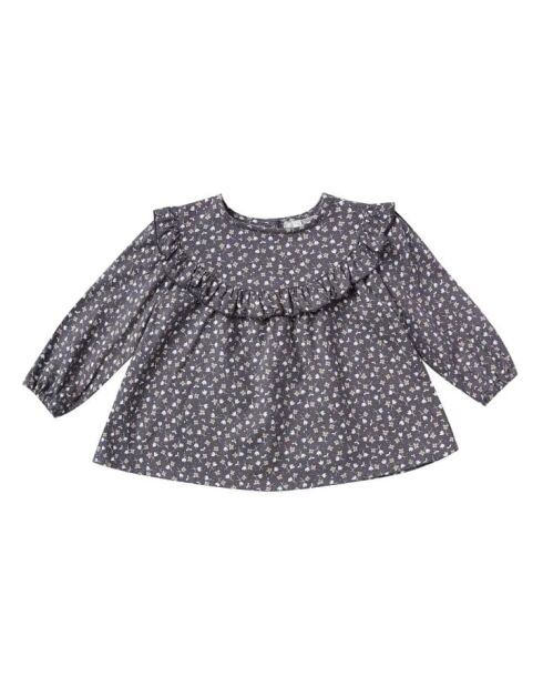 Victoria blauwgrijze blouse met lange mouwen