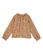 Kasjmierblouse van katoen met camelkraag en lange mouwen