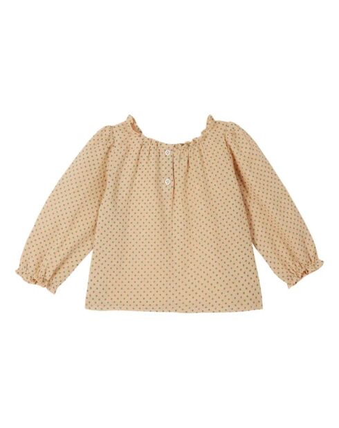 Blusa rosa a pois in cotone a manica lunga
