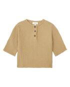 Blusa cammello in cotone a manica lunga