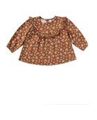 Blusa Victoria camel a maniche lunghe