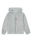 Graues Baumwoll-Sweatshirt mit Kapuze und Reißverschluss