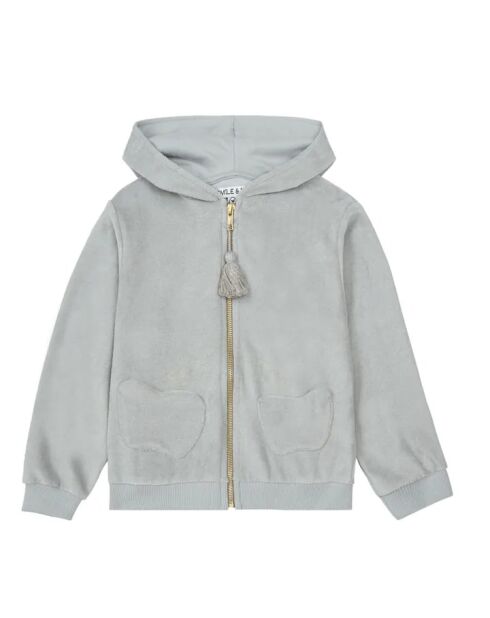 Graues Baumwoll-Sweatshirt mit Kapuze und Reißverschluss