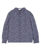 Blusa Madison in cotone a manica lunga blu marino