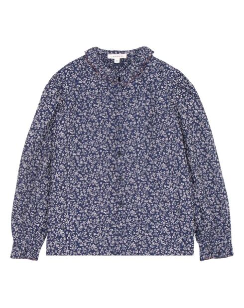 Blusa Madison in cotone a manica lunga blu marino