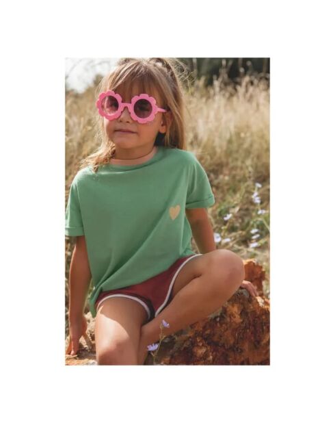 T-shirt Mini Amore in cotone a manica corta verde acqua