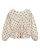 Top sportivo in cotone con logo R color crema