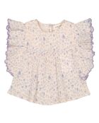 Blusa Jasmin in cotone a maniche corte in crêpe leopardato ecru