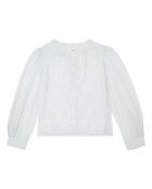 Blusa in cotone a righe grigie a maniche lunghe