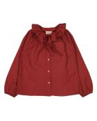 Blusa Angele bordeaux a pois in cotone a maniche lunghe