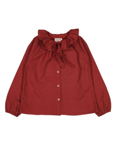 Blusa Angele bordeaux a pois in cotone a maniche lunghe