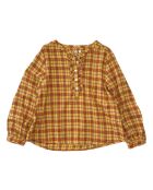 Blusa in cotone a manica corta giallo senape