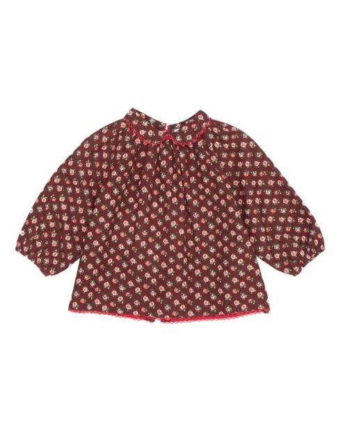 Blusa Jaya in cotone a manica lunga color cioccolato