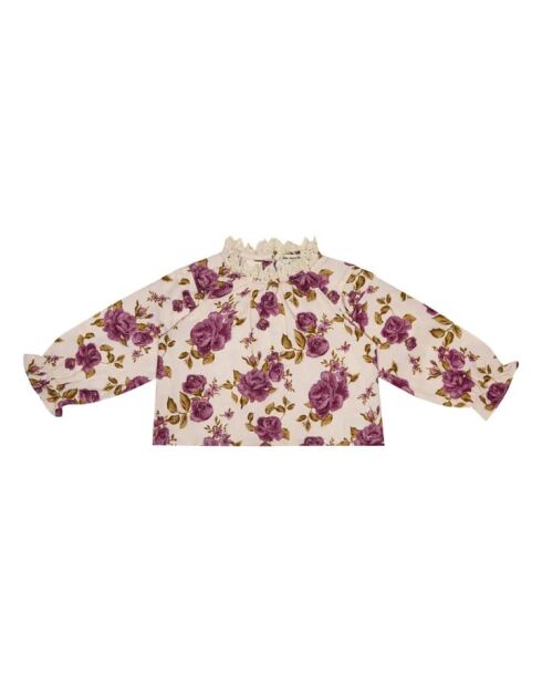 Blusa Agustine ecru in cotone a manica lunga