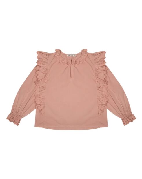 Blusa rosa Manon in cotone a manica lunga