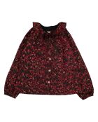 Angele zwarte blouse van lurex katoen met lange mouwen en bloemenprint