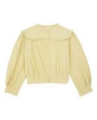 Blusa de algodón de manga larga lisa color vainilla
