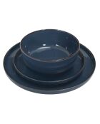 Juego de vajilla de 12 piezas de gres azul, 27,3 x 2,6 x 27,3 cm