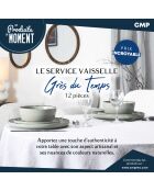 Service vaisselle 12 pièces grès du temps vert - 27.3 x 2.6 x 27.3 cm