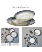 Set da tavola 12 pezzi Elysia bianco grigio - 26,5 x 2,8 x 2,8 cm