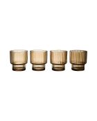 Lot de 4 verres striés ambre jaune - 28 cl