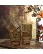 Lot de 4 verres striés ambre jaune - 28 cl