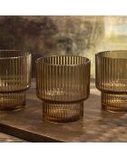 Lot de 4 verres striés ambre jaune - 28 cl
