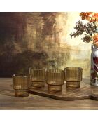 Lot de 4 verres striés ambre jaune - 28 cl
