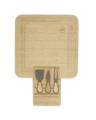Tagliere per aperitivi in bambù con cassetto per coltelli da formaggio marrone - 33 x 3 x 33 cm