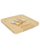 Tagliere per aperitivi in bambù con cassetto per coltelli da formaggio marrone - 33 x 3 x 33 cm