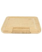 Tagliere per aperitivi in bambù con cassetto per coltelli da formaggio marrone - 33 x 3 x 33 cm