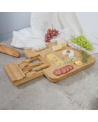 Tagliere per aperitivi in bambù con cassetto per coltelli da formaggio marrone - 33 x 3 x 33 cm