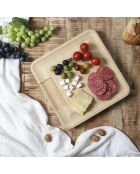 Tagliere per aperitivi in bambù con cassetto per coltelli da formaggio marrone - 33 x 3 x 33 cm