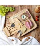 Tagliere per aperitivi in bambù con cassetto per coltelli da formaggio marrone - 33 x 3 x 33 cm