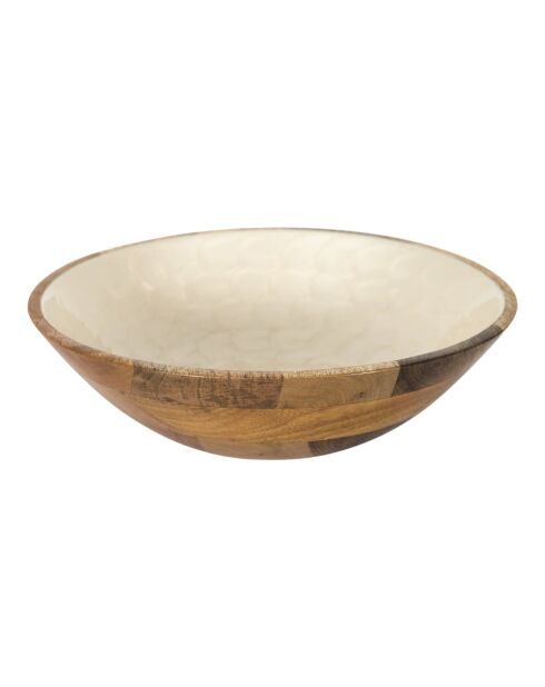 Set de 2 ensaladeras Nerina de mango marrón/beige, 27,5 cm de diámetro