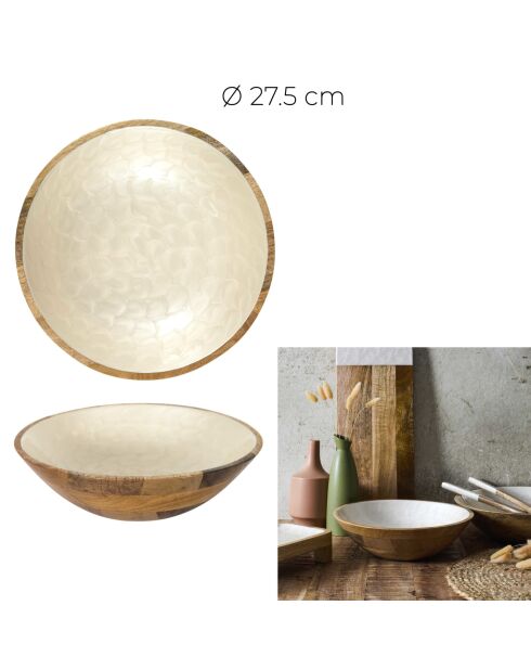 Lot de 2 saladiers en manguier Nerina marron/beige - D. 27,5 cm