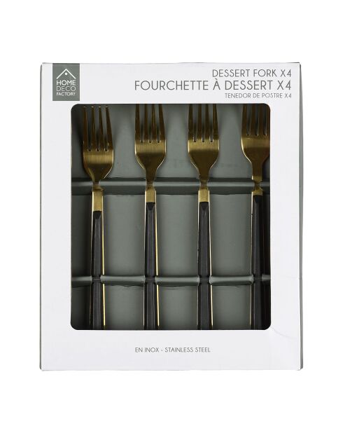 Juego de 4 tenedores de postre Charlotte negros, 15,5 x 1,2 x 1,2 cm