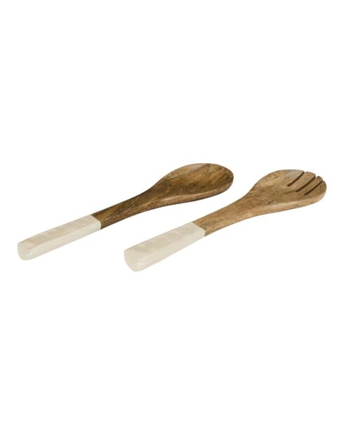 Servidores de ensalada Nerina de mango marrón/beige, 8 x 30 x 1,5 cm