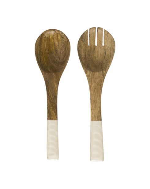 Servidores de ensalada Nerina de mango marrón/beige, 8 x 30 x 1,5 cm