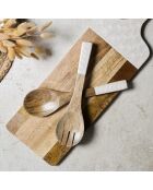 Nerina bruin/beige mangosaladebestek - 8 x 30 x 1,5 cm