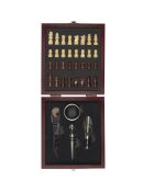Coffret vin 4 pièces avec échiquier marron - 16.7 x 4.5 x 14.7 cm