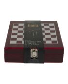 Coffret vin 4 pièces avec échiquier marron - 16.7 x 4.5 x 14.7 cm